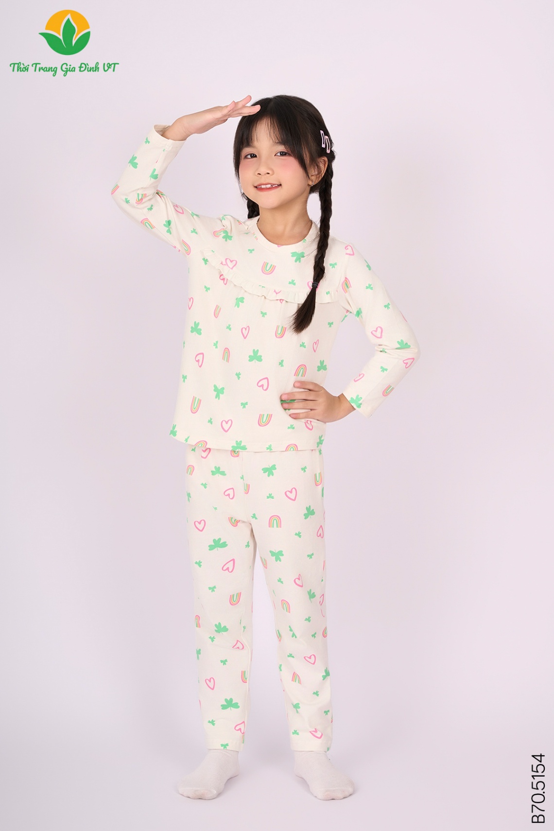 B70.5154. Bộ dệt kim bé gái quần dài áo dài tay