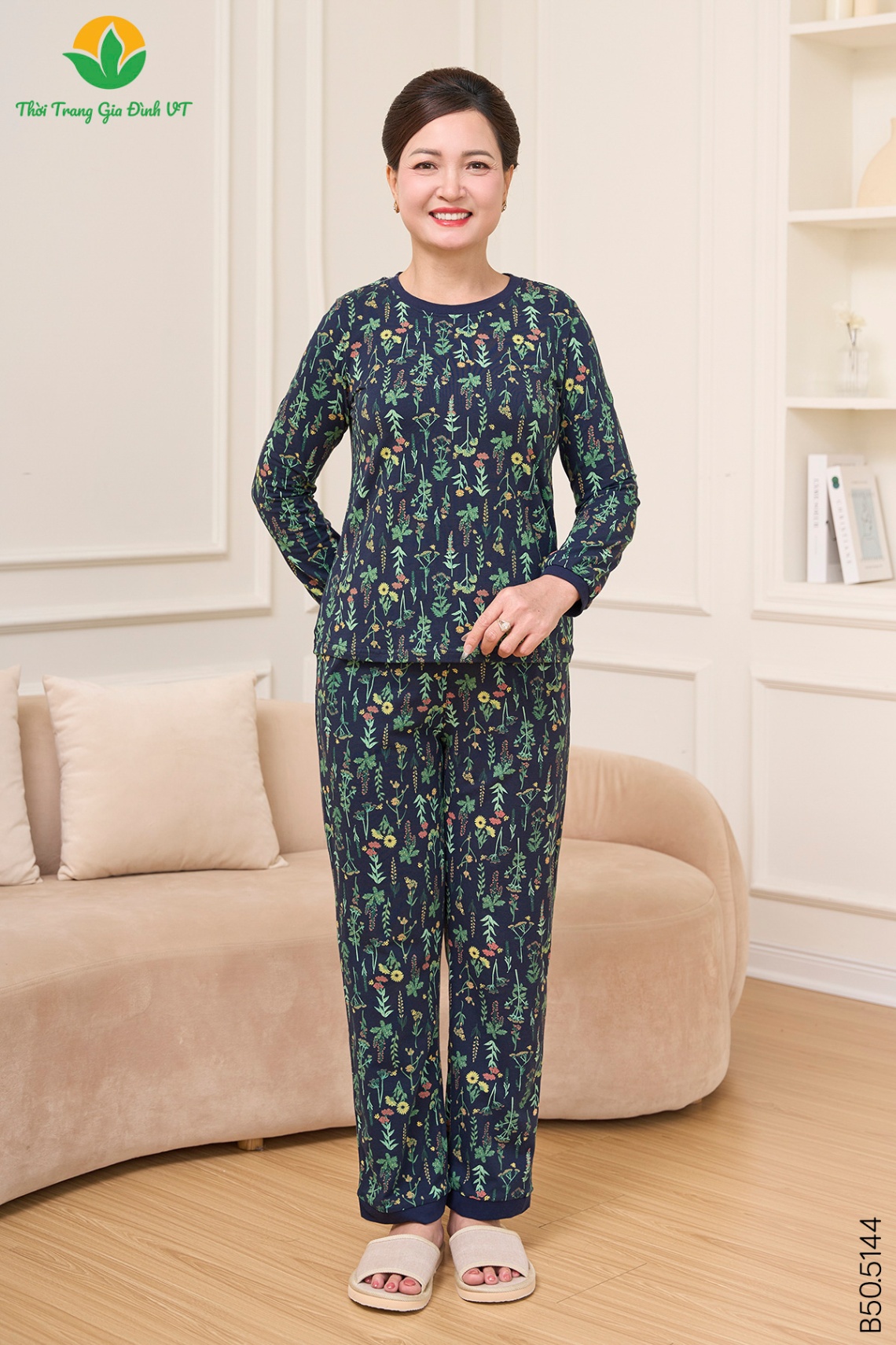 B50.5144. Bộ dệt kim trung niên quần dài áo dài tay