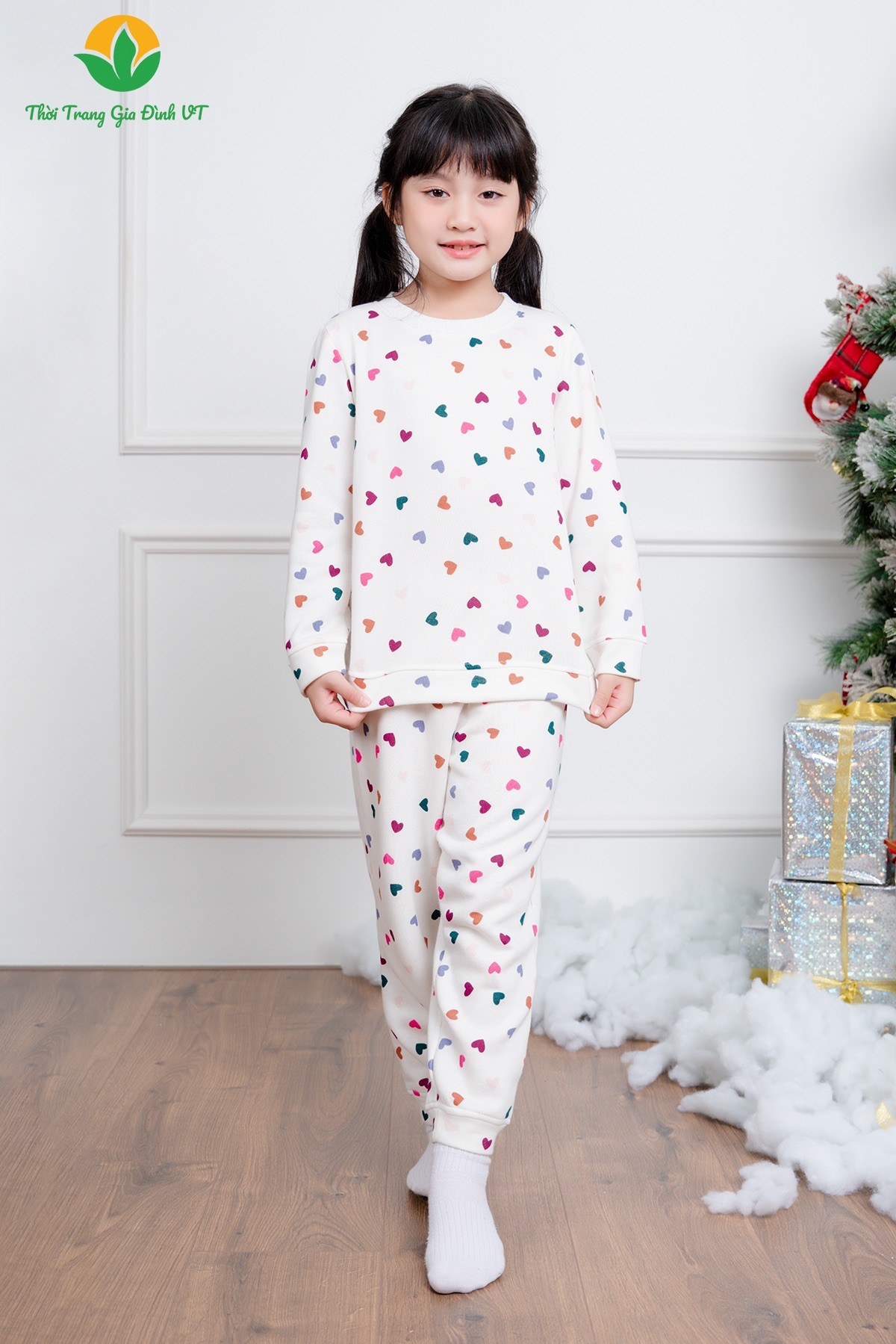 B70.2420.Bộ G QDADT nỉ bông cổ tròn - 2-3 - Trắng