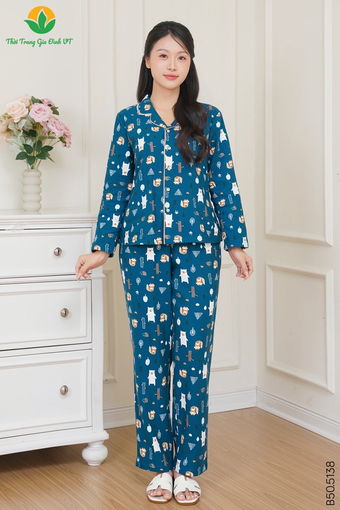 B50.5138. Bộ cotton rayon nữ quần dài áo dài tay