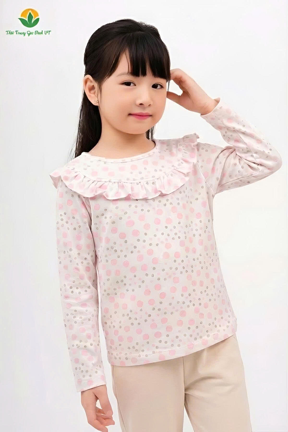 A67.2203.Áo G DT DK hoa bèo cổ - 2-3 - Trắng
