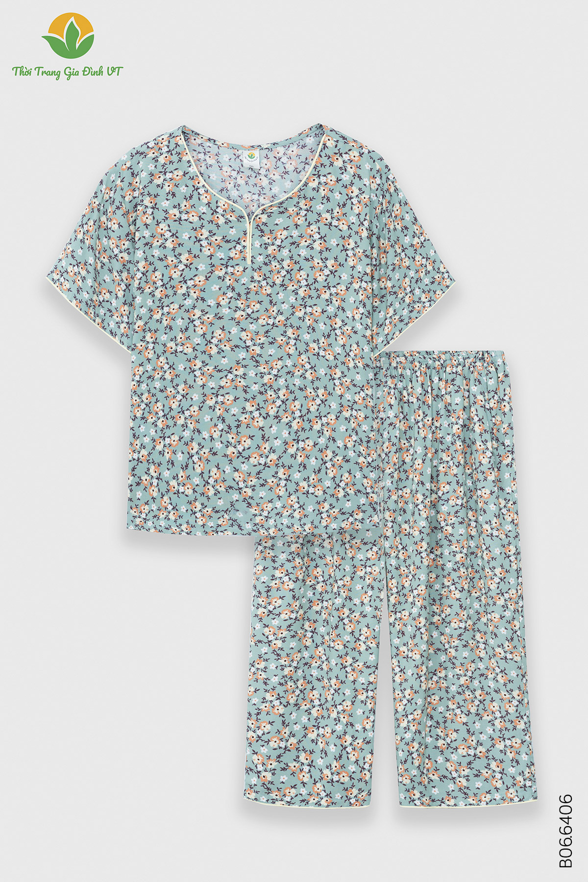 B06.6046. Bộ W QLACT RH - 3XL - Hoa lá xanh