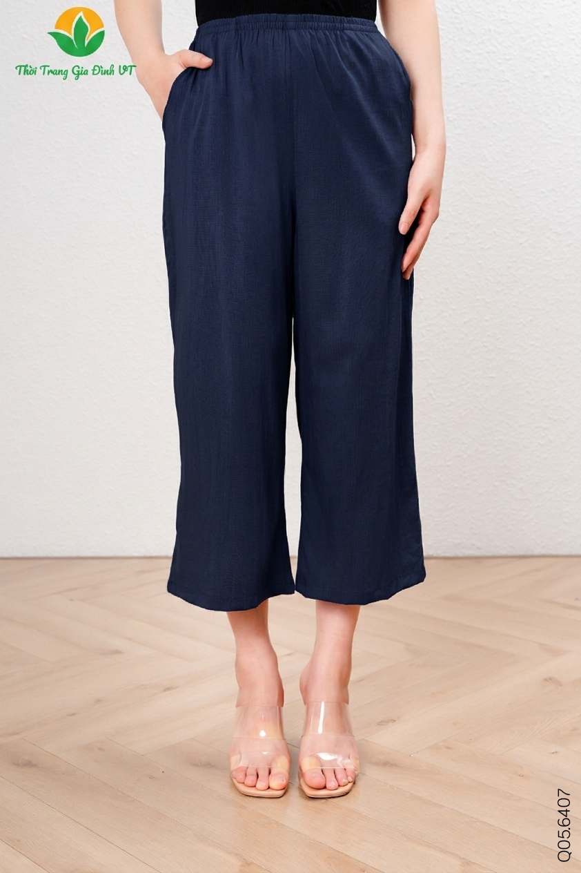 Q05.6407.Quần lửng W Linen - L - Xanh Than