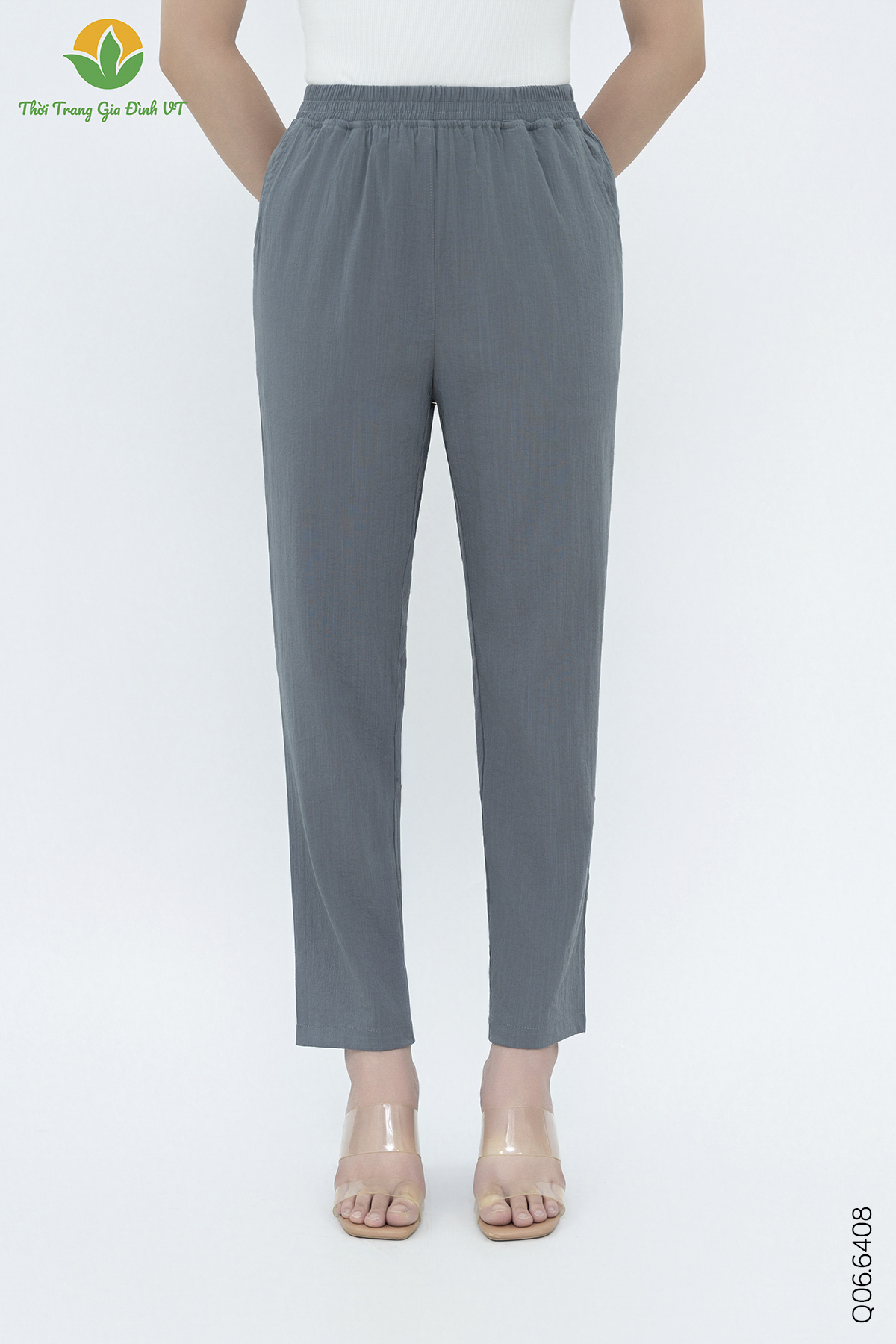 Q06.6408.Quần dài W Linen - M - Ghi