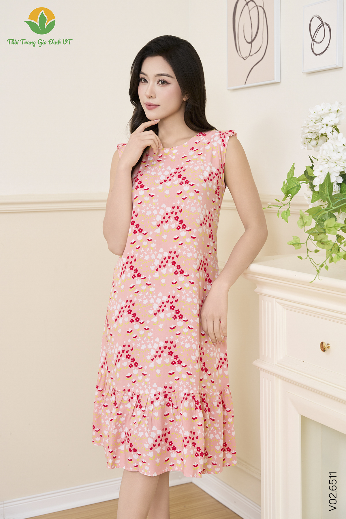 V02.6511.Váy W SN RH - 2XL - Dâu nhạt