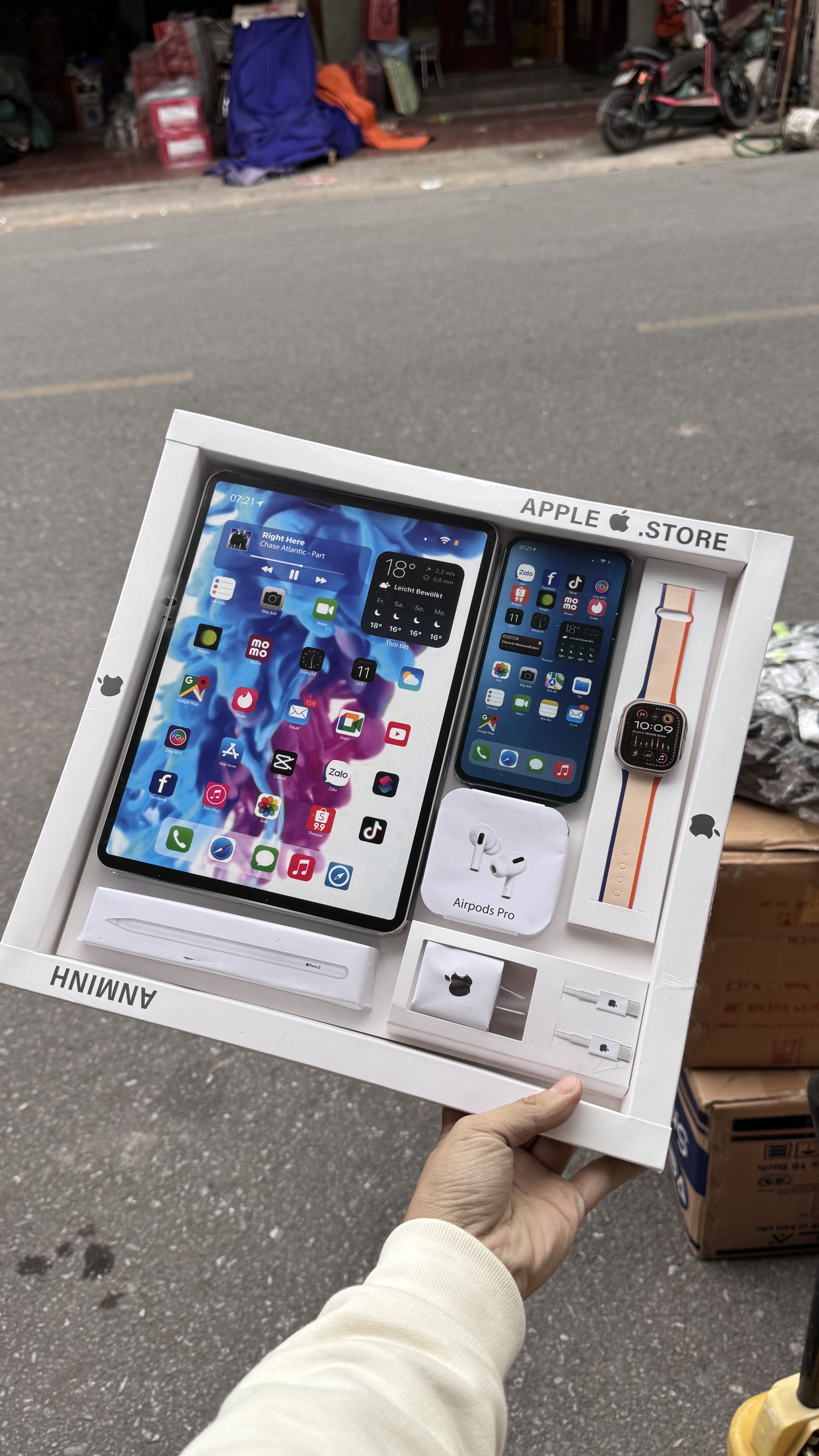 Bộ apple táo điện thoại tai nghe đồng hồ máy tính bảng sạc