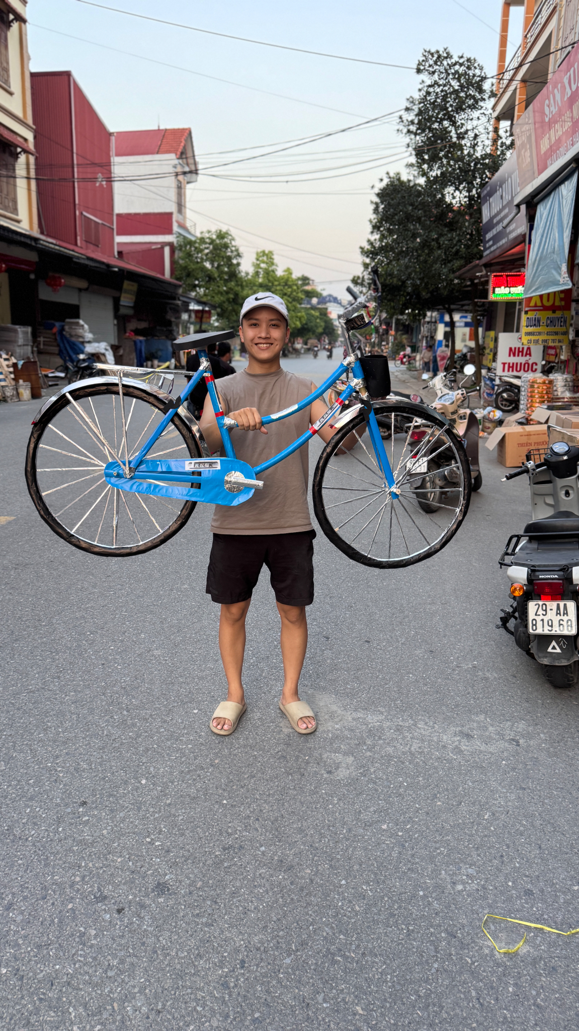 Mili màu xanh xe đạp