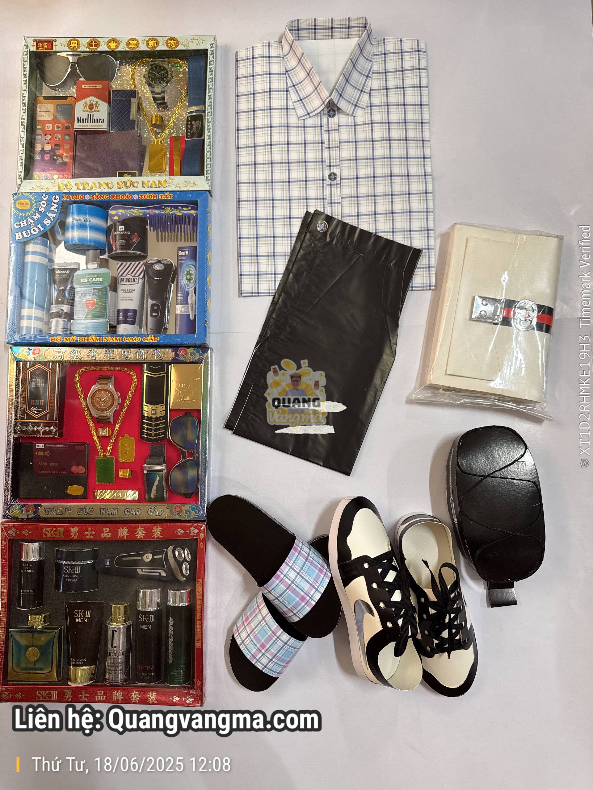 Set áo kẻ làm tay