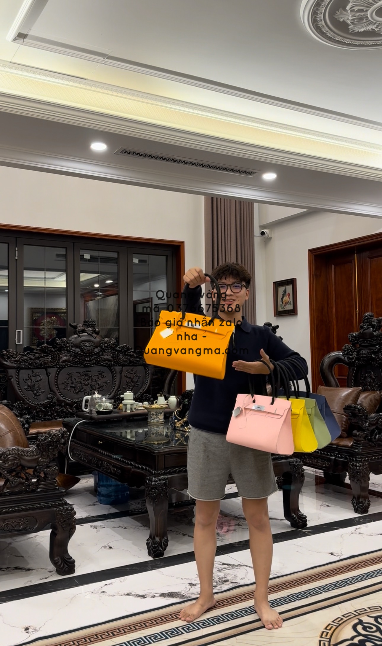 Túi xách Hermes birkin màu cam