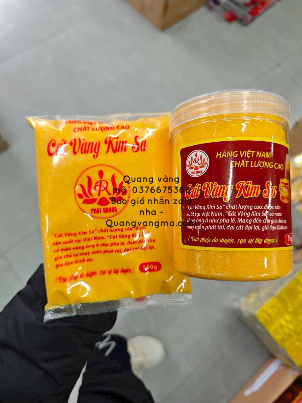 cát vàng kim sa túi hộp