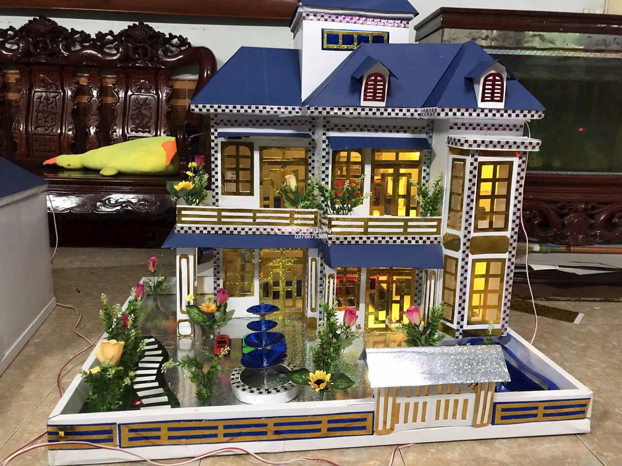 nhà 3 tầng san vườn rộng rãi có bể bơi hồ cá công viên đầy đủ nội thất