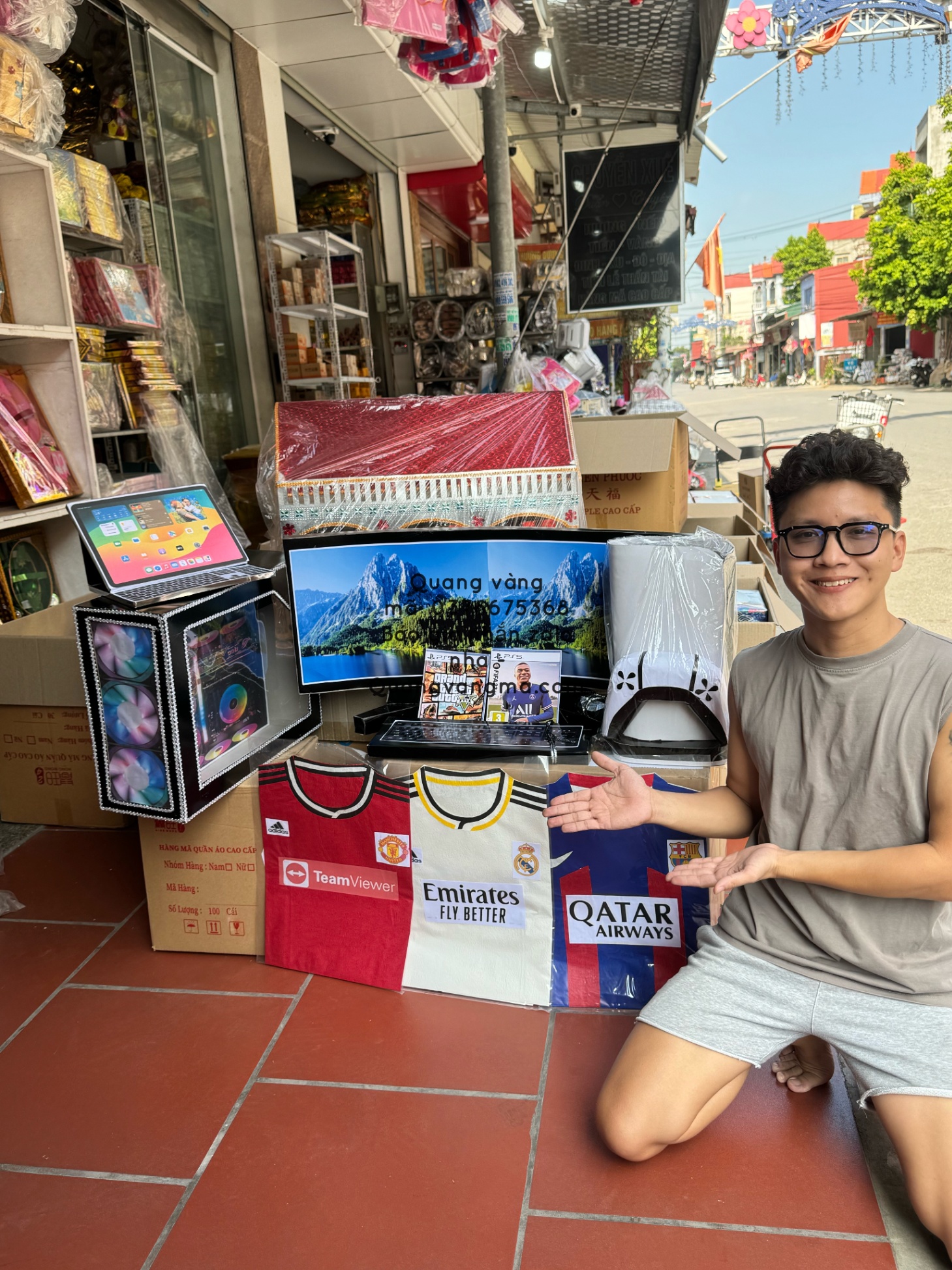 set máy tính áo thể thao ps5