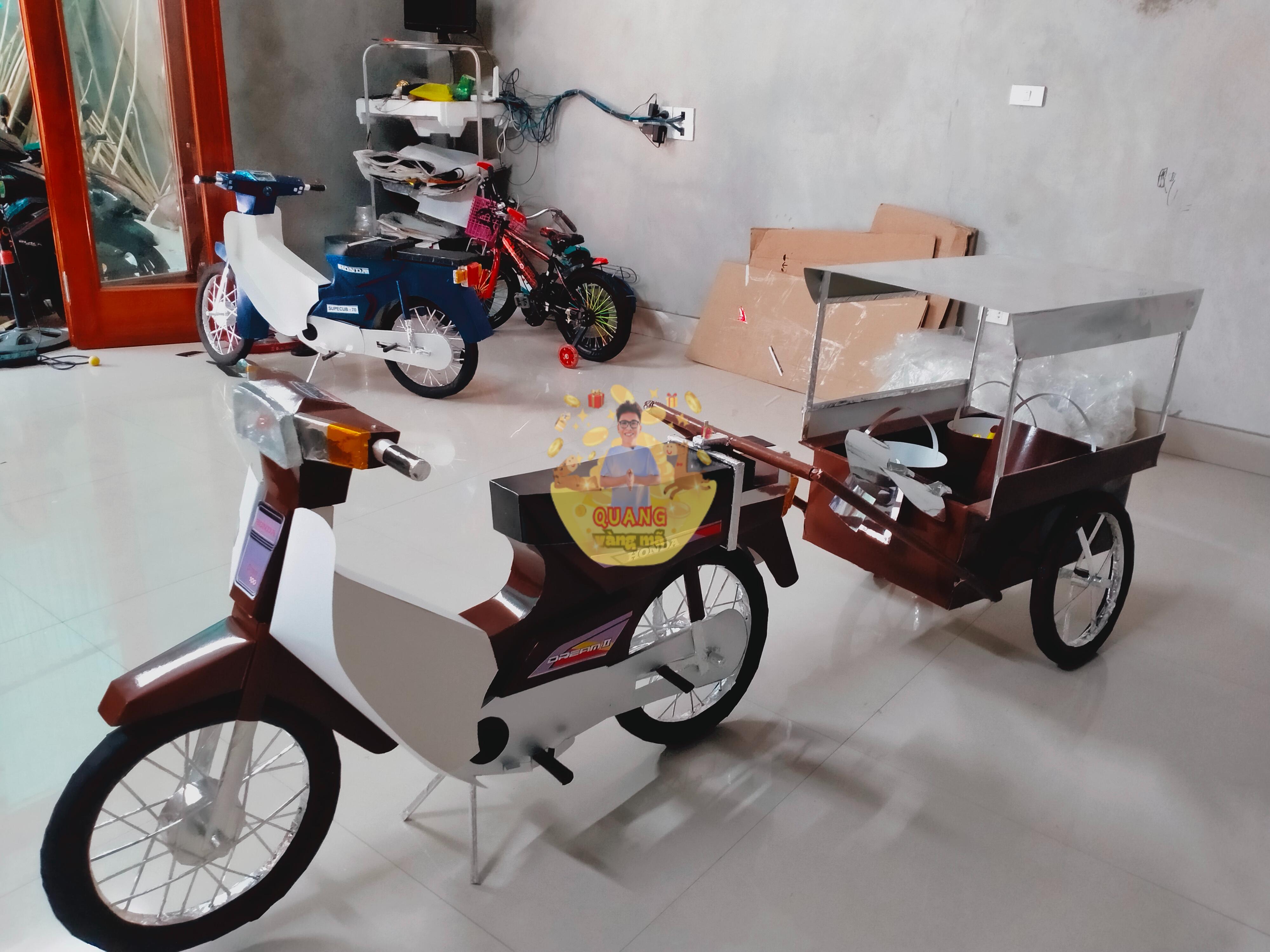 xe dream kéo cải tiến chở bộ đồ xây dựng bốc vác xi