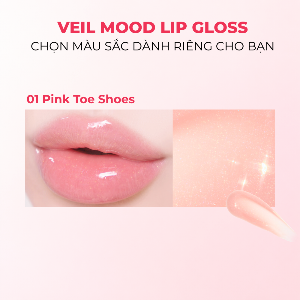Son Bóng Blessed Moon Veil Mood Lip Gloss Hỗ Trợ Giữ Ẩm Giúp Môi Căng Mọng 3.8g
