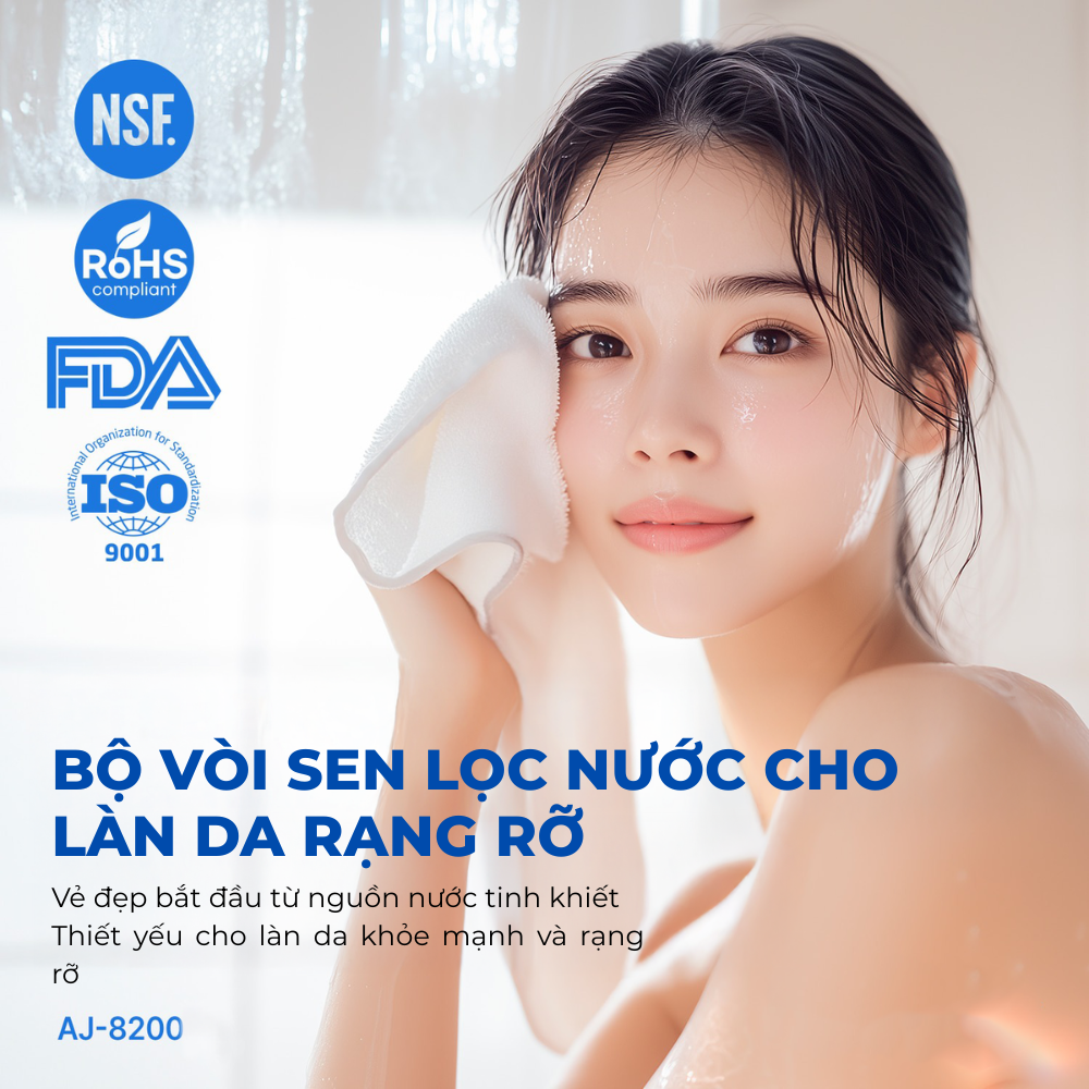 Bộ Vòi Sen Lọc Nước Atojet AJ-8200 Kèm Bộ 6 Lọc Thay Thế AJ-8200F