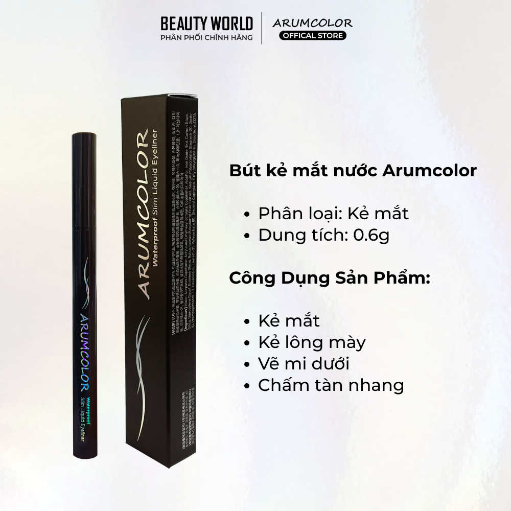 Bút Kẻ Mắt Nước Arumcolor Waterproof Slim Liquid Eyeliner 0.6g