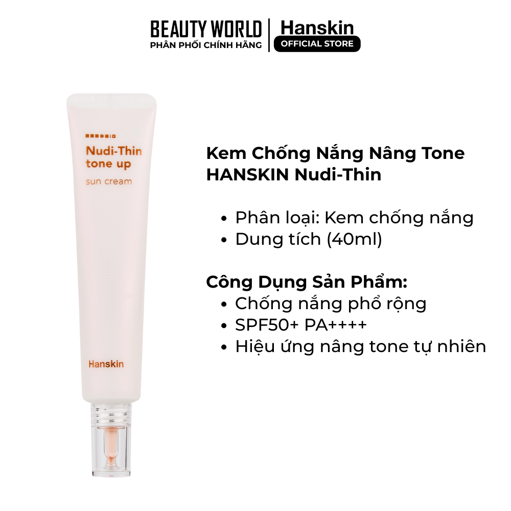 Kem chống nắng Hanskin Nudi Thin Tone Up Sun Cream SPF50+ PA++++ 40ml