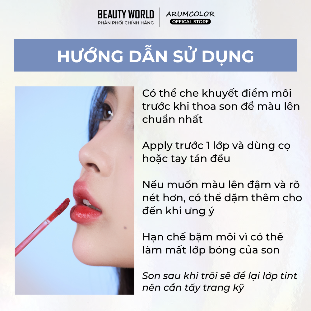 Son Tint Bóng Arumcolor Water Long Lasting Tint Dưỡng Ẩm Mềm Môi 4g