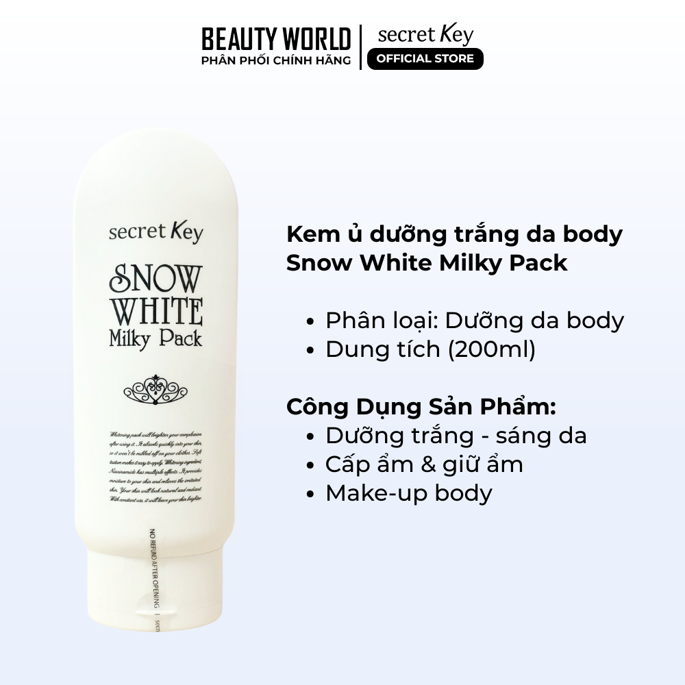 Kem Ủ Trắng Snow White Milky Pack Secret Key 200ml