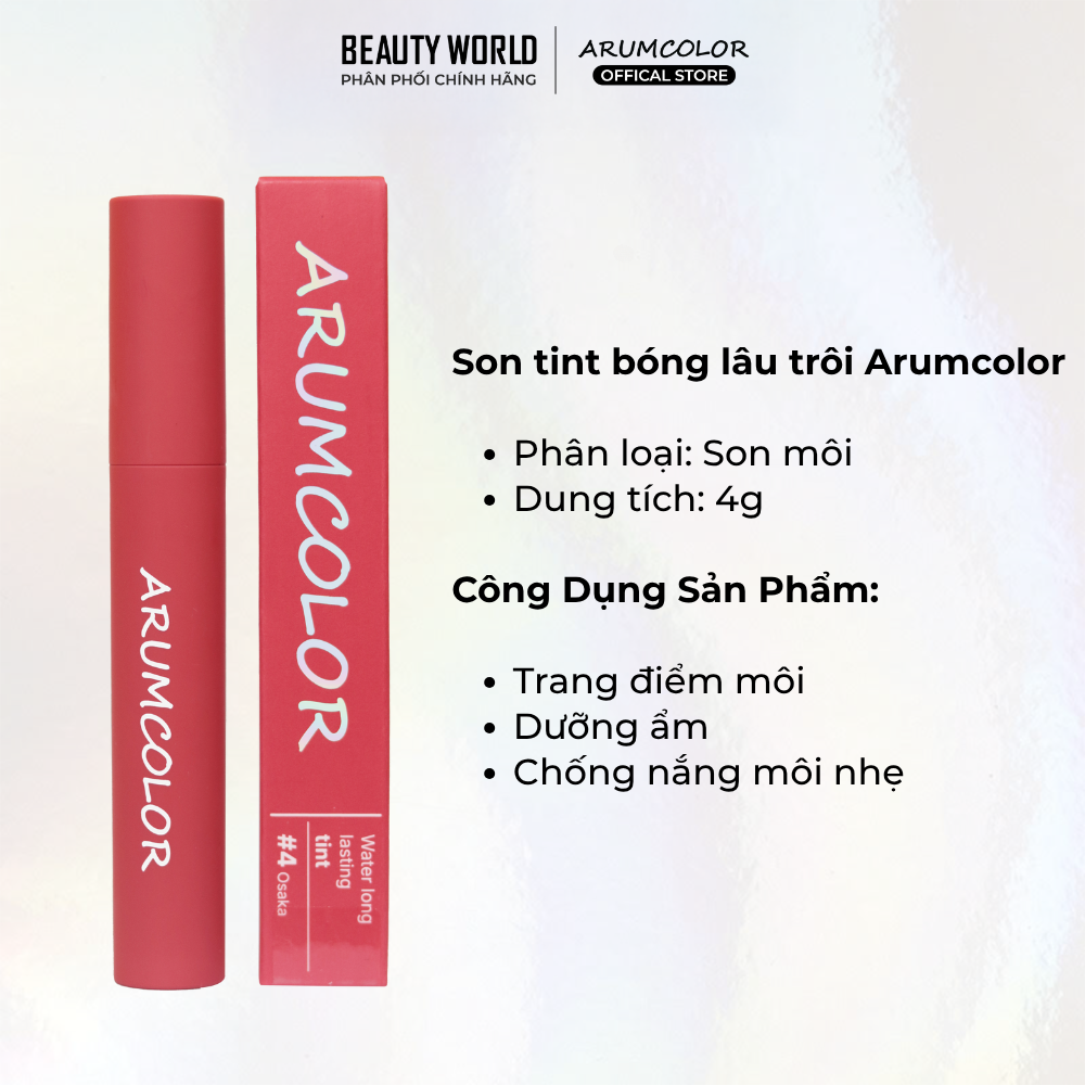 Son Tint Bóng Arumcolor Water Long Lasting Tint Dưỡng Ẩm Mềm Môi 4g