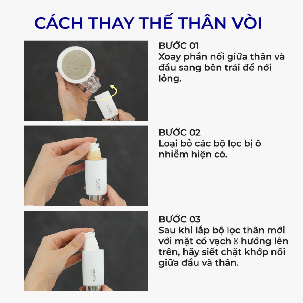 Bộ Vòi Sen Mini Du Lịch Atojet Kèm Túi 7 Lõi Lọc Thay Thể
