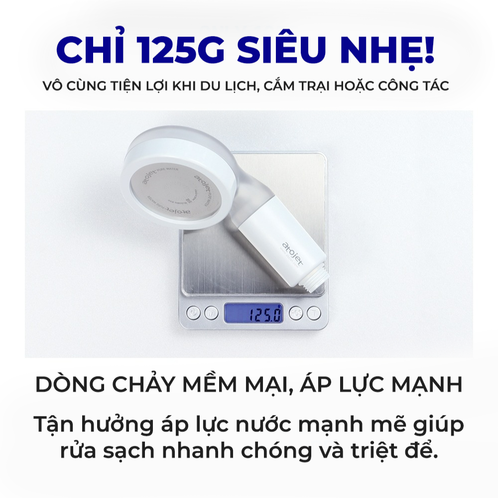 Bộ Vòi Sen Mini Du Lịch Atojet Kèm Túi 7 Lõi Lọc Thay Thể