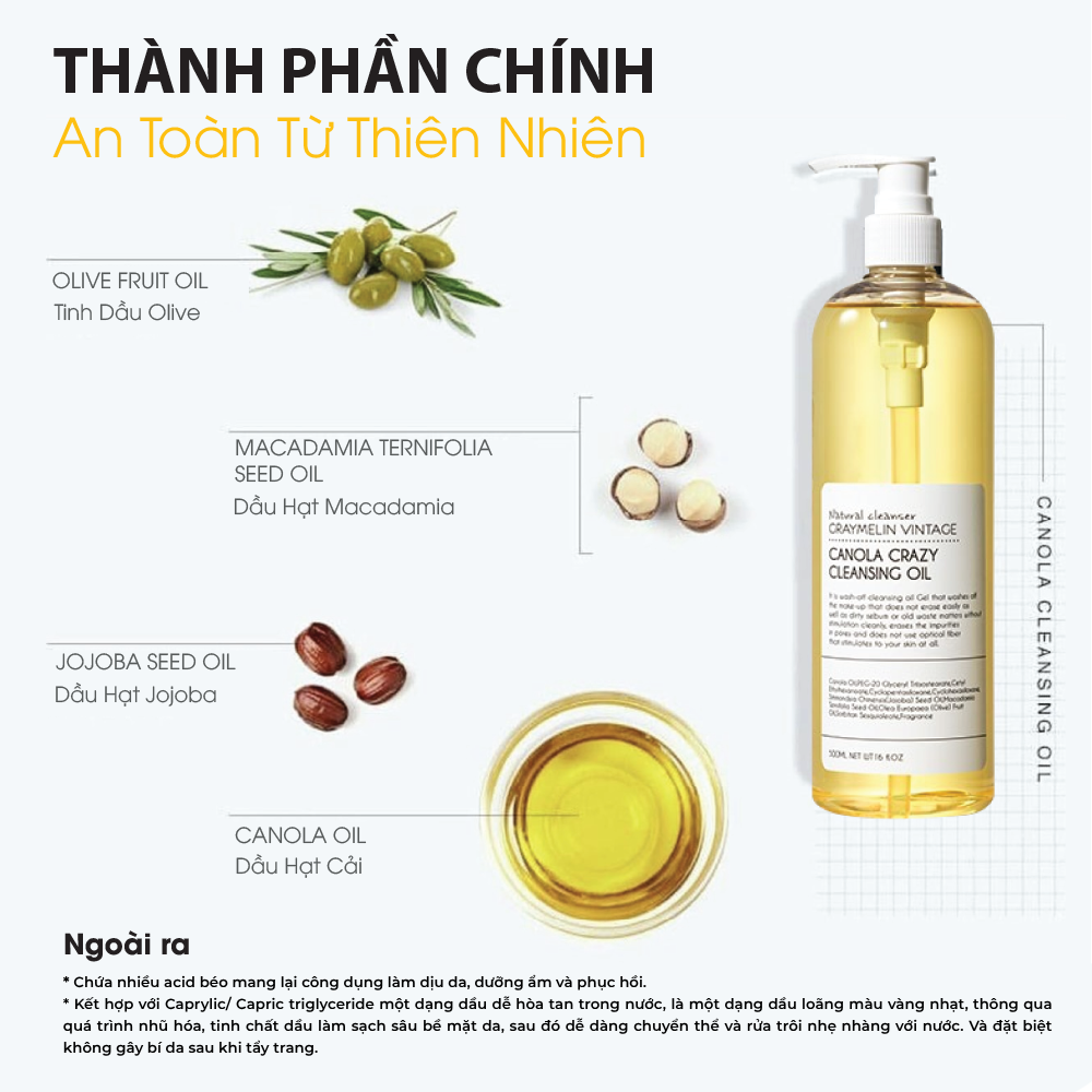 Dầu Tẩy Trang Hoa Cải GRAYMELIN Vintage Canola Crazy Cleansing Oil