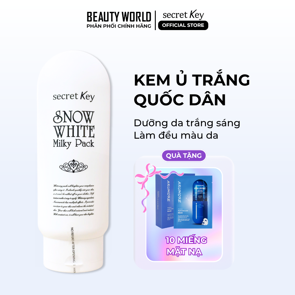 Kem Ủ Trắng Snow White Milky Pack Secret Key 200ml