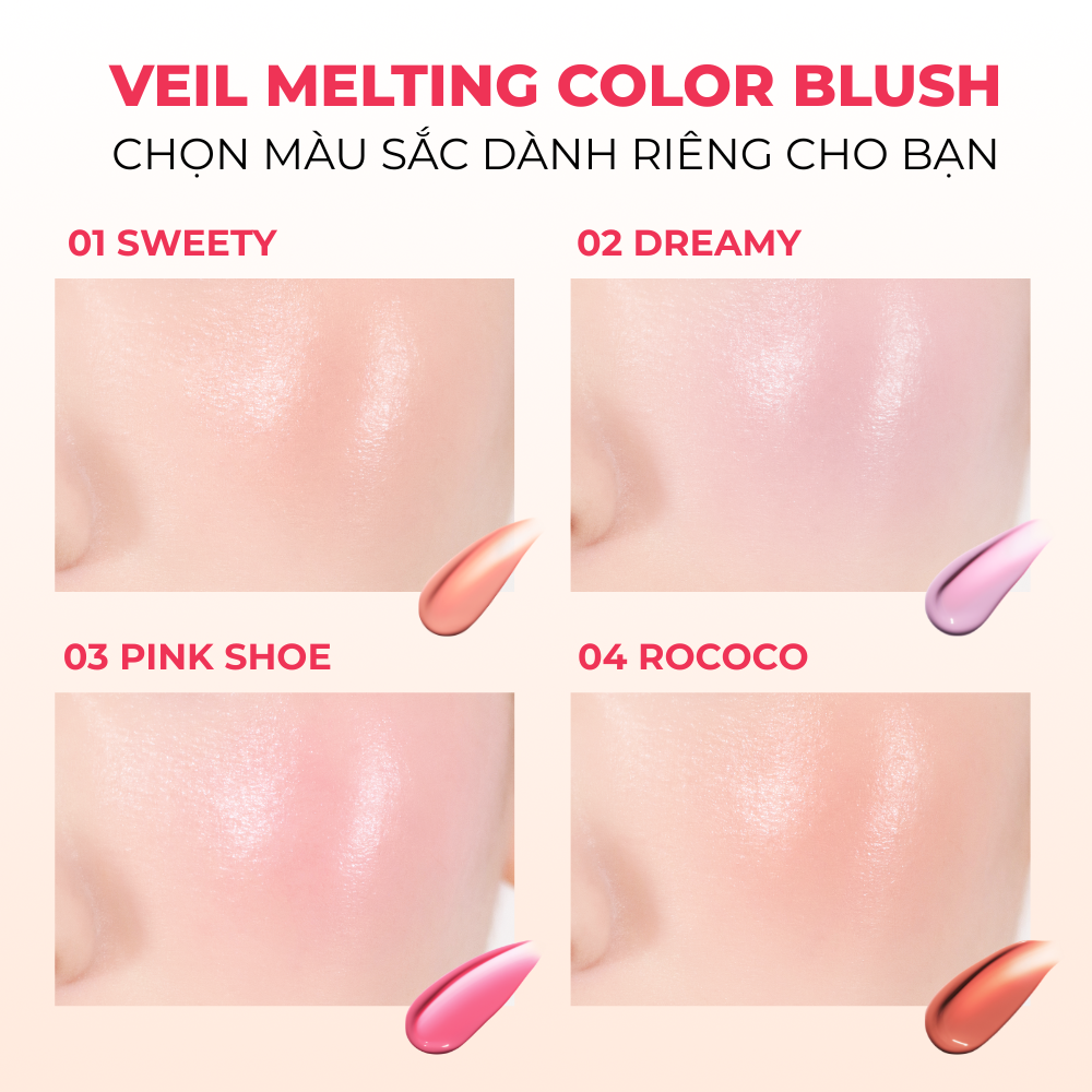 Má Hồng Kem Dạng Lỏng Blessed Moon Veil Melting Color Blush Dễ Tán Sắc Má Tự Nhiên Căng Bóng 3.8g