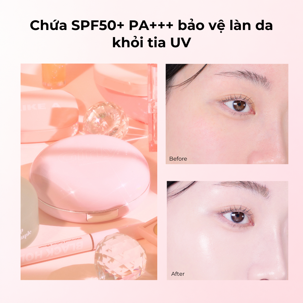 Phấn Nước Chống Nắng Blessed Moon Girly Serum Cushion SPF50+ PA+++ Mỏng Nhẹ, Che Phủ Khuyết Điểm, Căng Bóng Tự Nhiên 15G