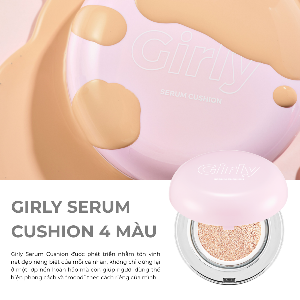 Phấn Nước Chống Nắng Blessed Moon Girly Serum Cushion SPF50+ PA+++ Mỏng Nhẹ, Che Phủ Khuyết Điểm, Căng Bóng Tự Nhiên 15G