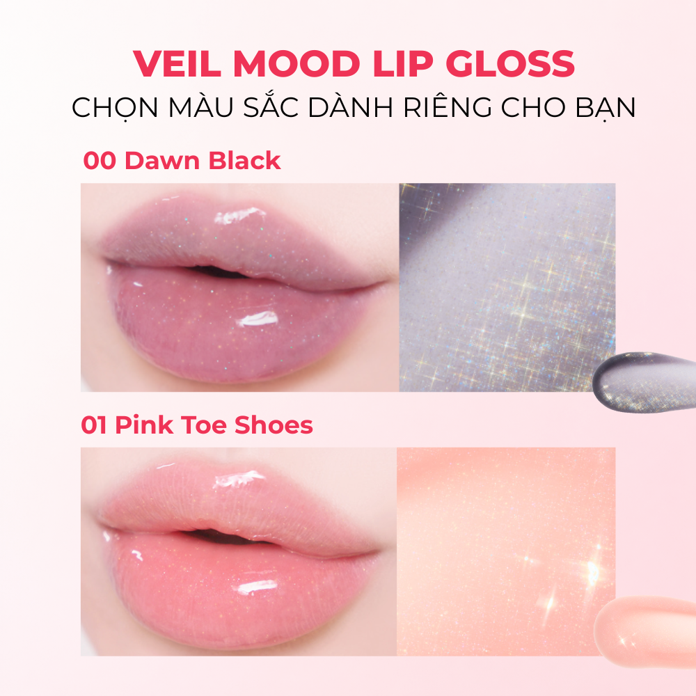 Son Bóng Blessed Moon Veil Mood Lip Gloss Hỗ Trợ Giữ Ẩm Giúp Môi Căng Mọng 3.8g