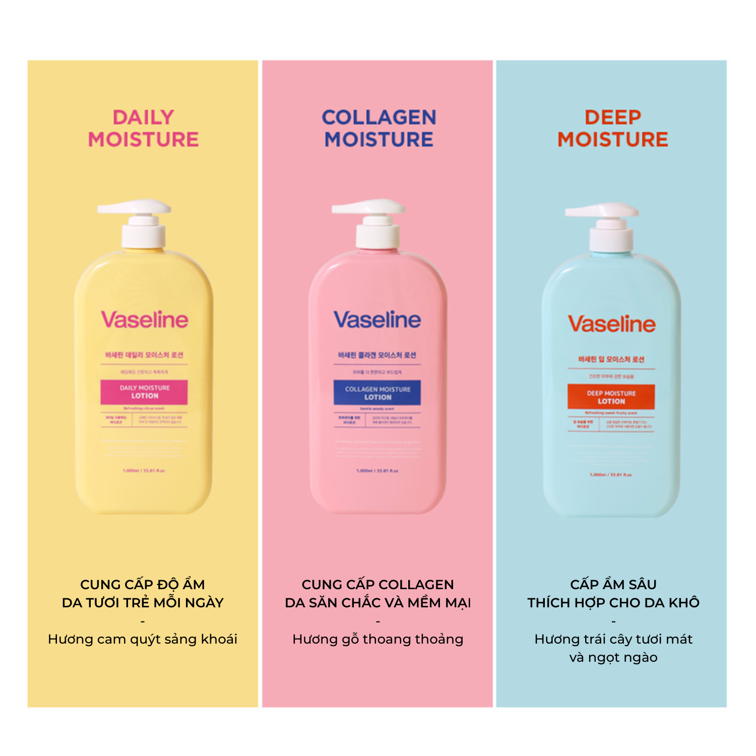 Sữa Dưỡng Thể Foodaholic Vaseline Lotion Dưỡng Ẩm Da Giúp Da Mềm Mịn 1000ml
