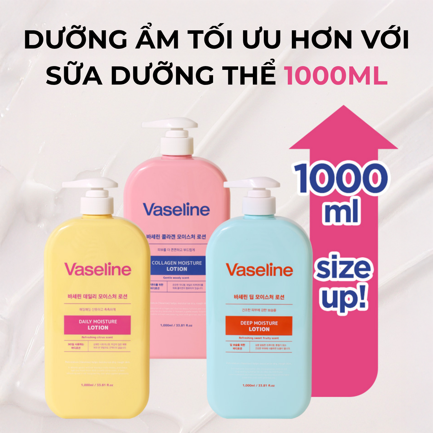 Sữa Dưỡng Thể Foodaholic Vaseline Lotion Dưỡng Ẩm Da Giúp Da Mềm Mịn 1000ml