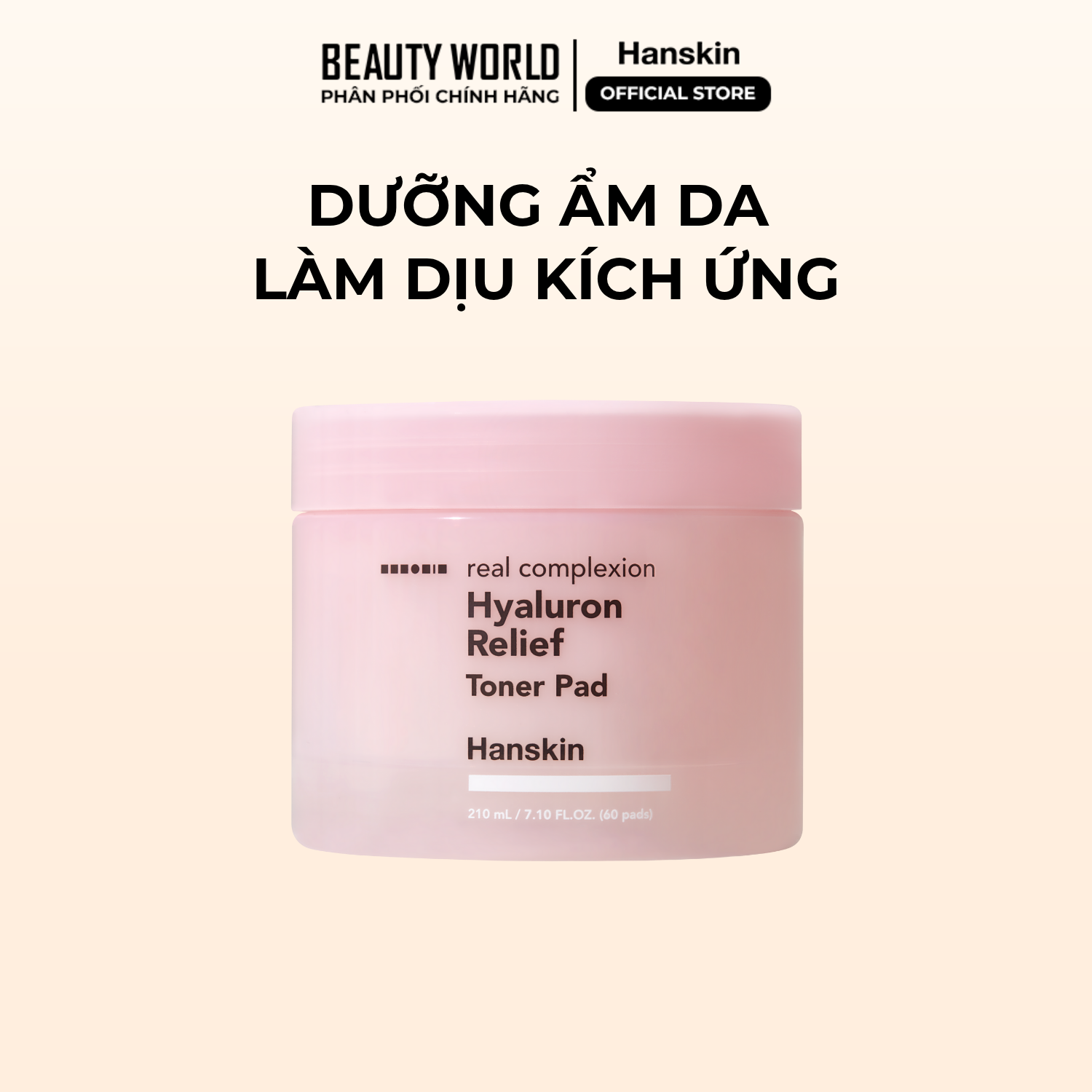 Toner Pad Cấp Ẩm Làm Dịu Da Hanskin Real Complexion Hyaluron Relief Toner Pad 60 Miếng/210ml