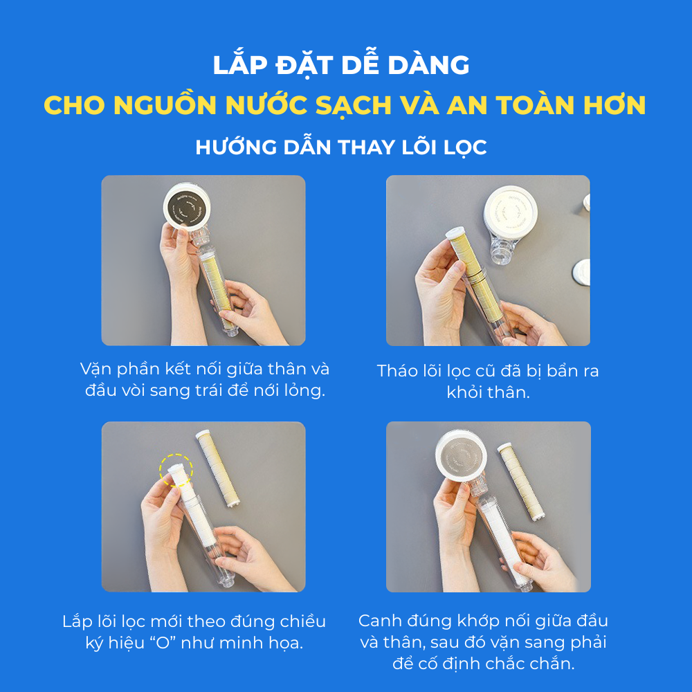 Túi 5 Lõi Lọc Vòi Sen Than Hoạt Tính Tổng Hợp Atojet AJ-8200MCF