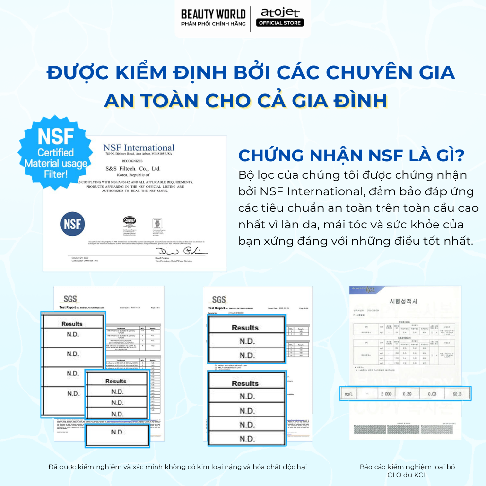 Vòi Sen Lọc Nước Cao Cấp Atojet JNE-300 Lọc Clo Khử Mùi Lọc Kim Loại Nặng Hỗ Trợ Bảo Vệ Da Tóc