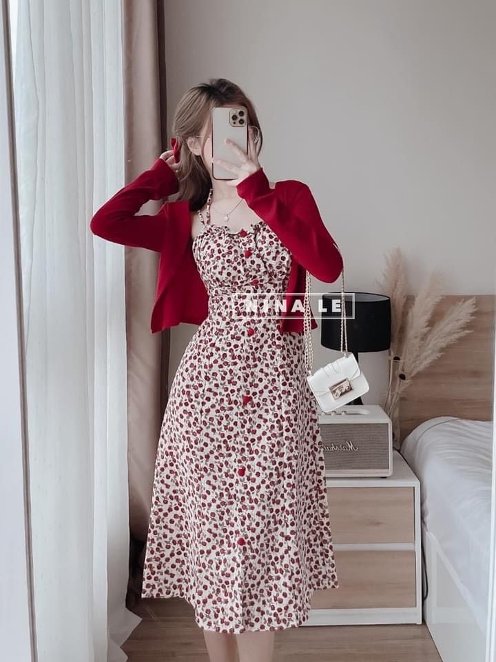 Mua Váy Đầm Hai Dây Bản To Dáng Dài Hoa Nhí Vintage Cúc Ngực (ẢNH  THẬT+VIDEO) | Tiki