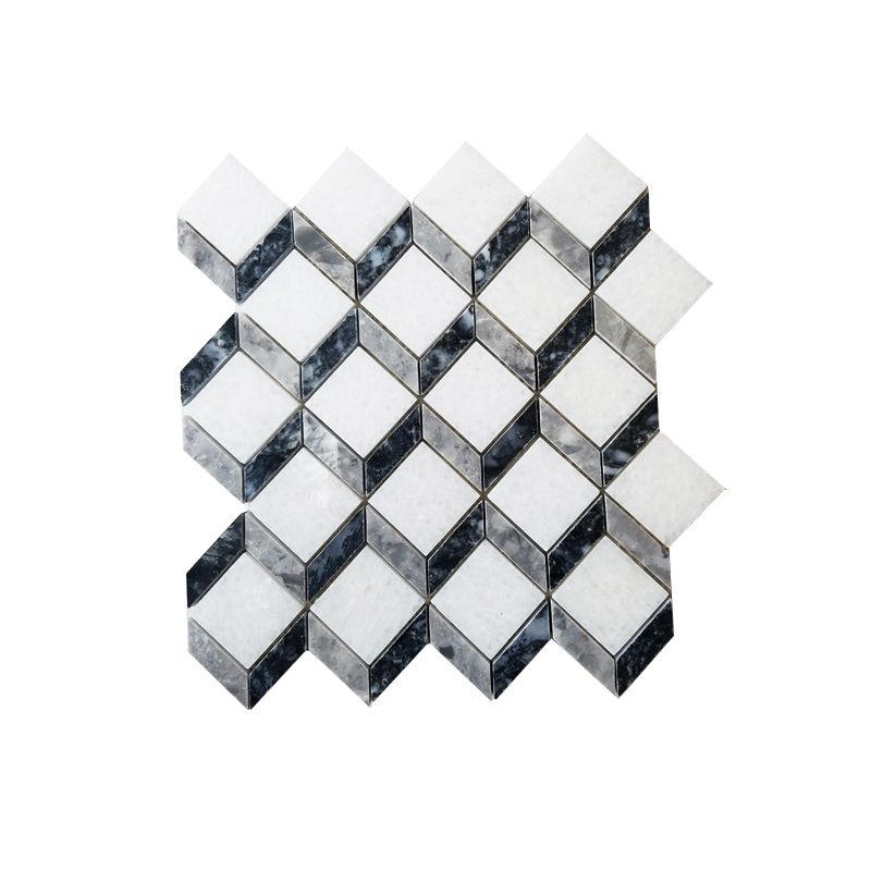 Đá Mosaic 3D Vuông Trắng Muối, Đen, Ghi