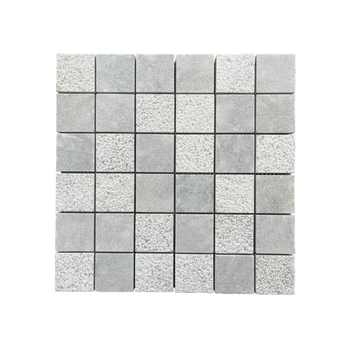 Đá Mosaic Ghi Nhạt Băm Mặt, Phun Cát 48x48