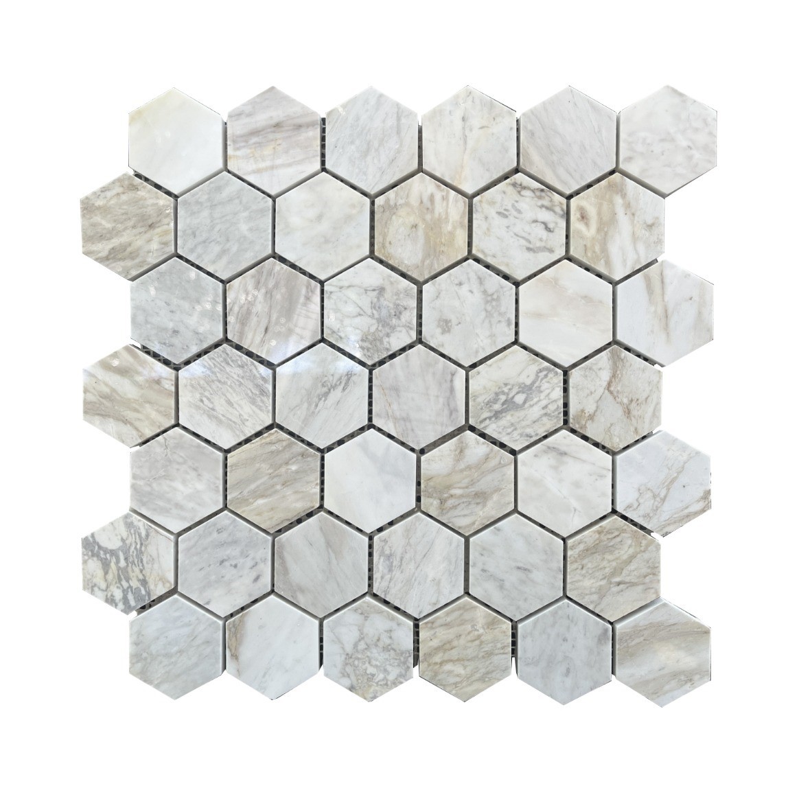 Đá Mosaic Vân Gỗ Mài Bóng Hex 2''