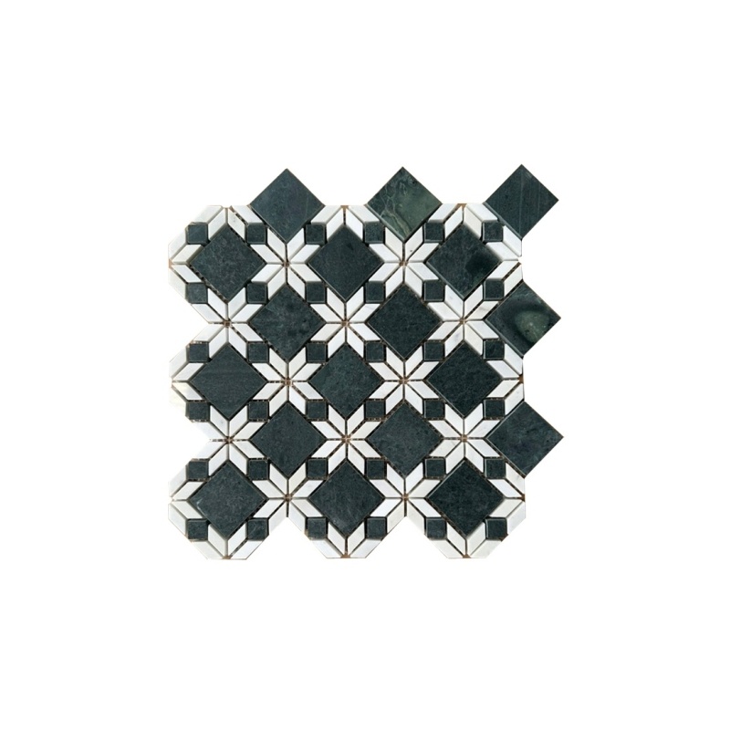 Đá Mosaic Bông Hoa Trắng Sữa, Xanh Rêu