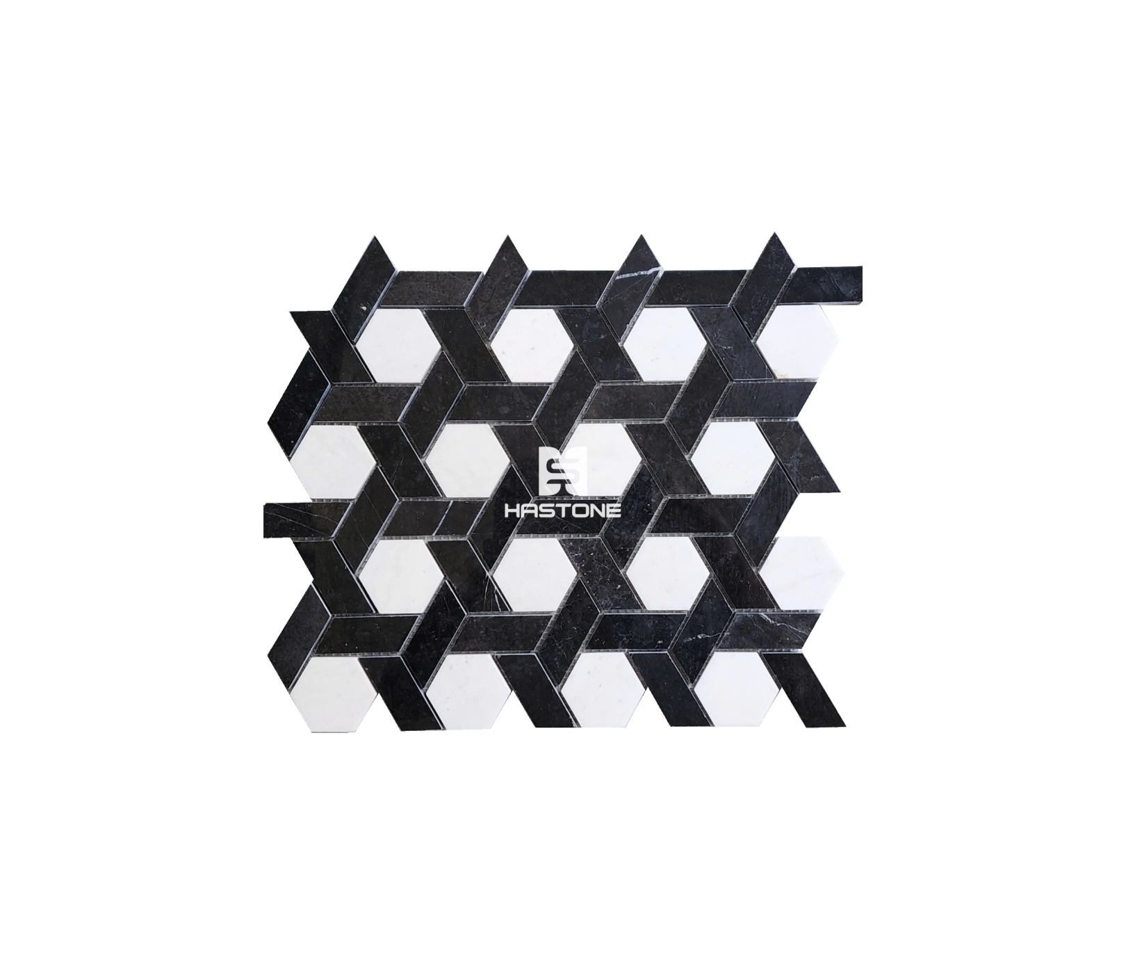 Đá Mosaic Mắt Cáo Trắng Sữa, Đen Bóng