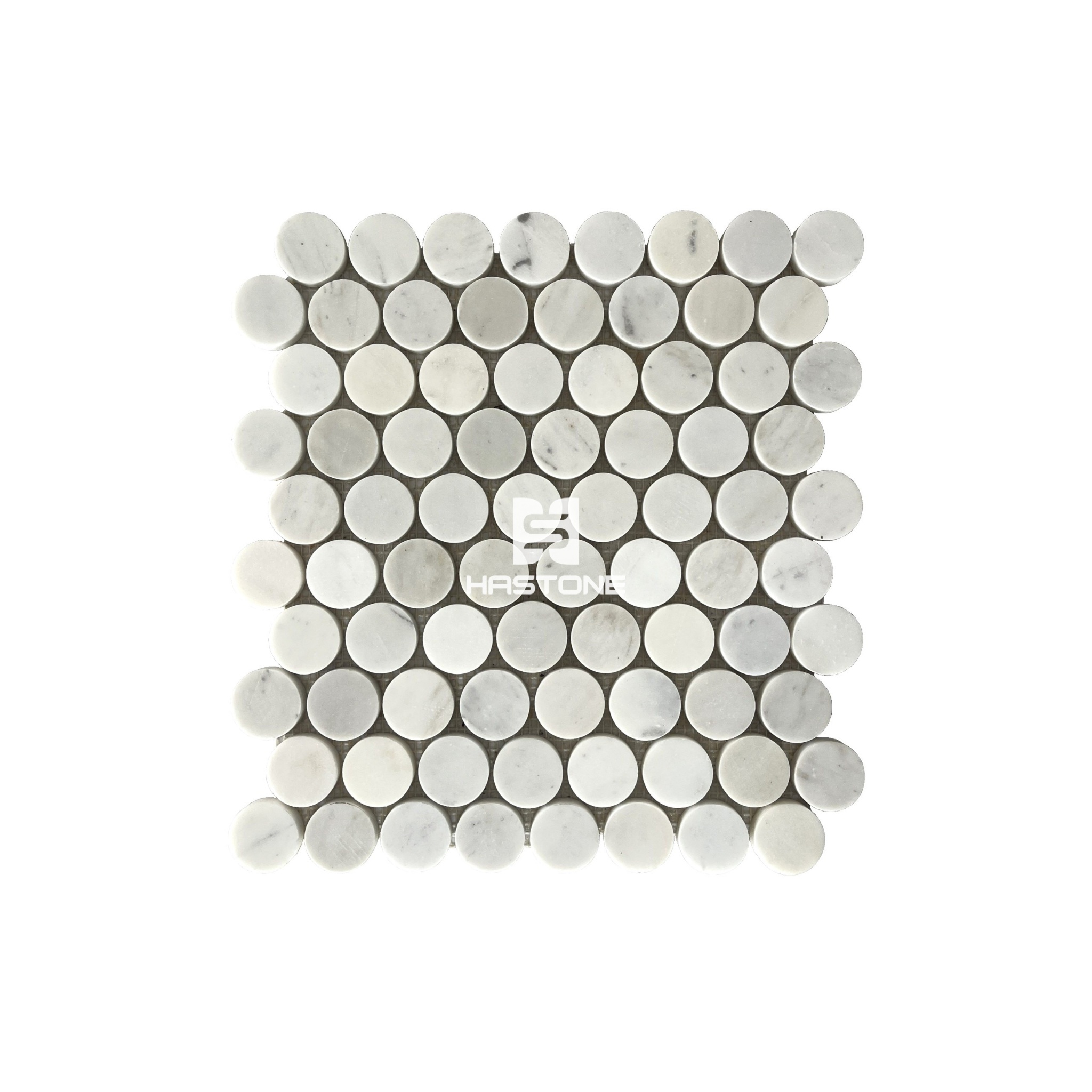 Đá Mosaic Bi Tròn Nhỏ Trắng Sữa Bóng