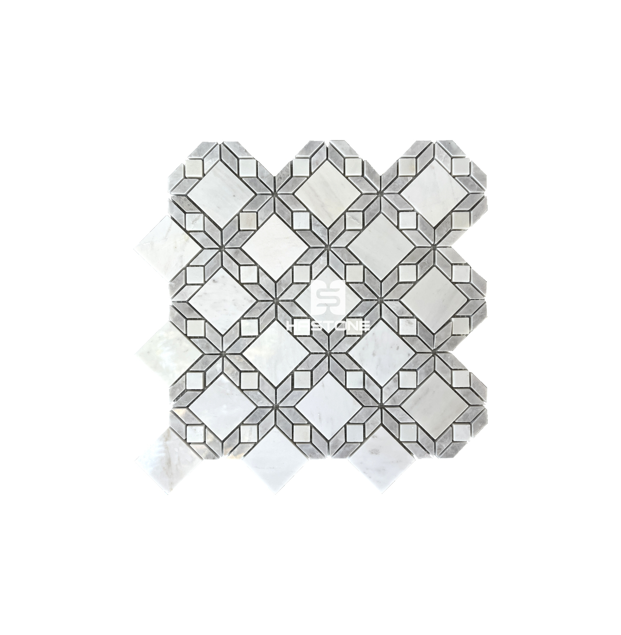 Đá Mosaic Bông Hoa Trắng Sữa, Ghi Nhạt Bóng