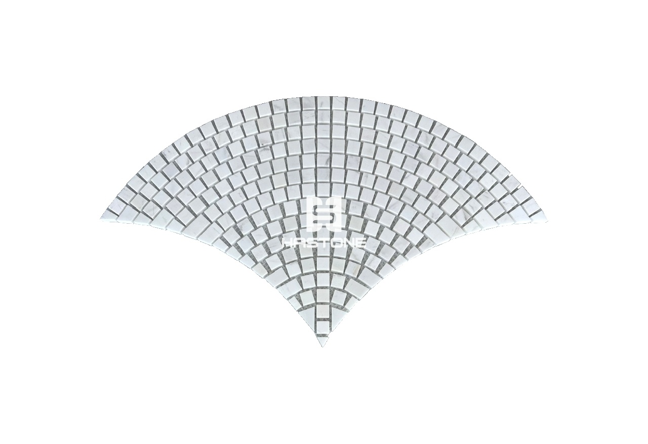 Đá Mosaic Quạt Trắng Sữa Honed