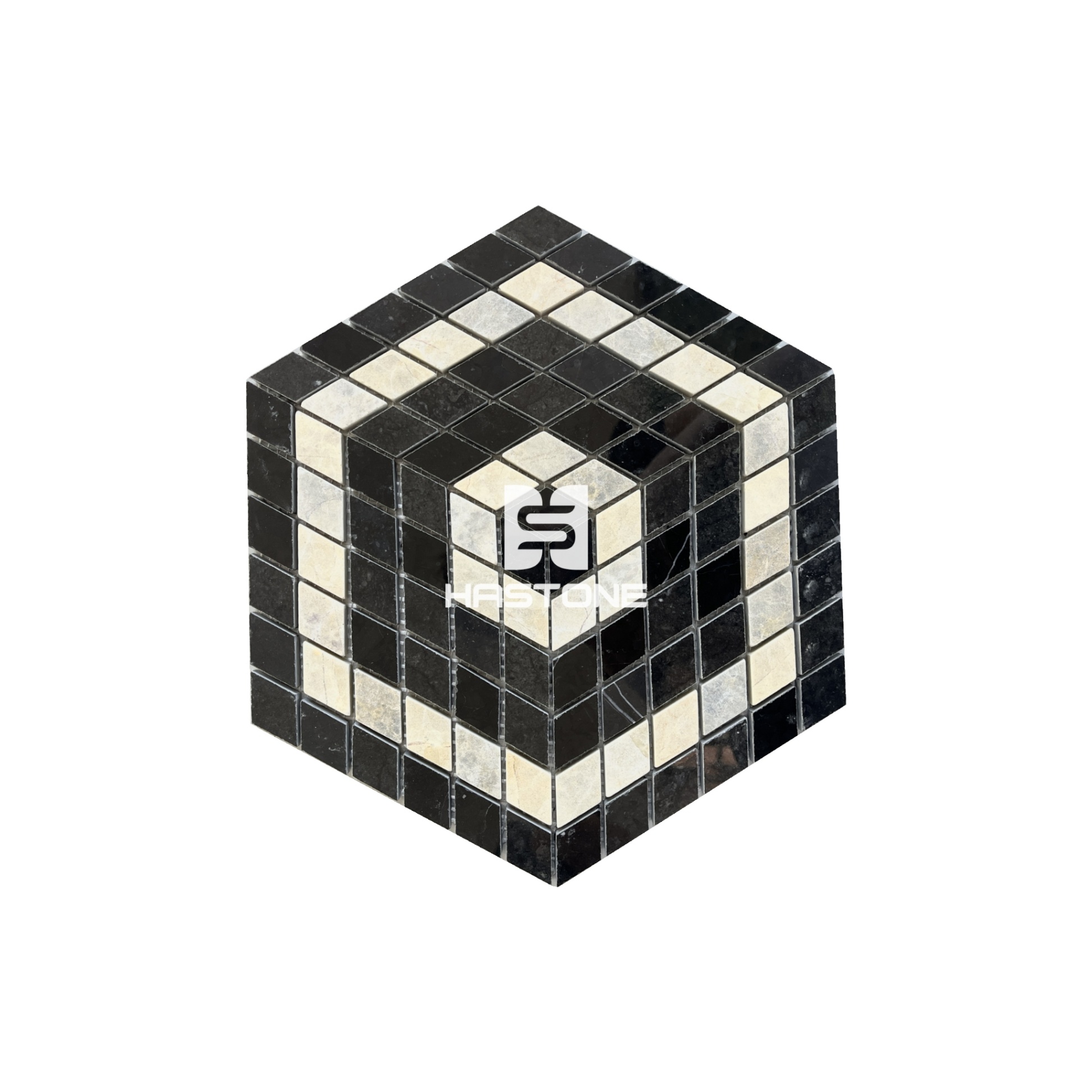 Đá Mosaic 3D Hộp Trong Vàng Chanh, Đen Bóng