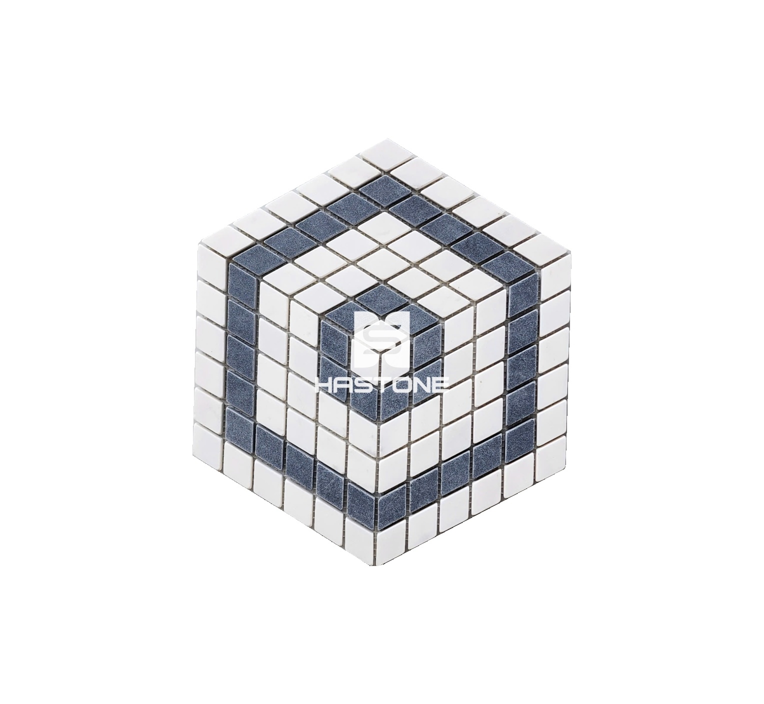 Đá Mosaic 3D Hộp Trong Trắng Sữa, Đen Tumbled