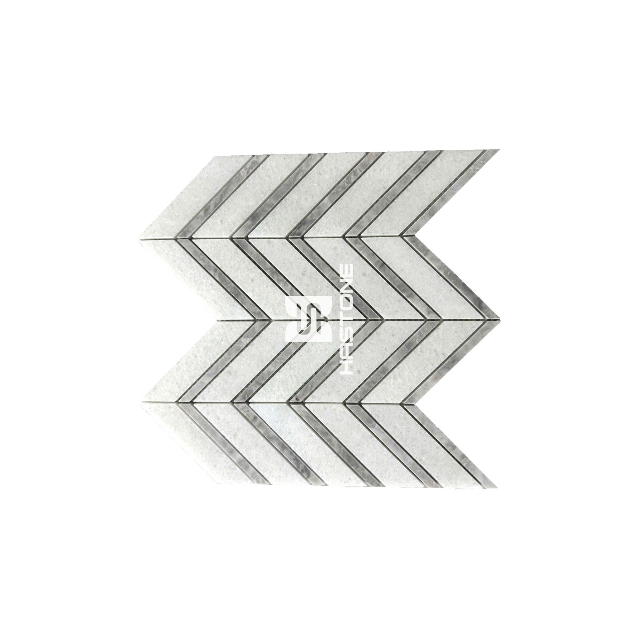 Đá Mosaic Chevron Nhỏ Trắng Muối, Ghi Nhạt Honed