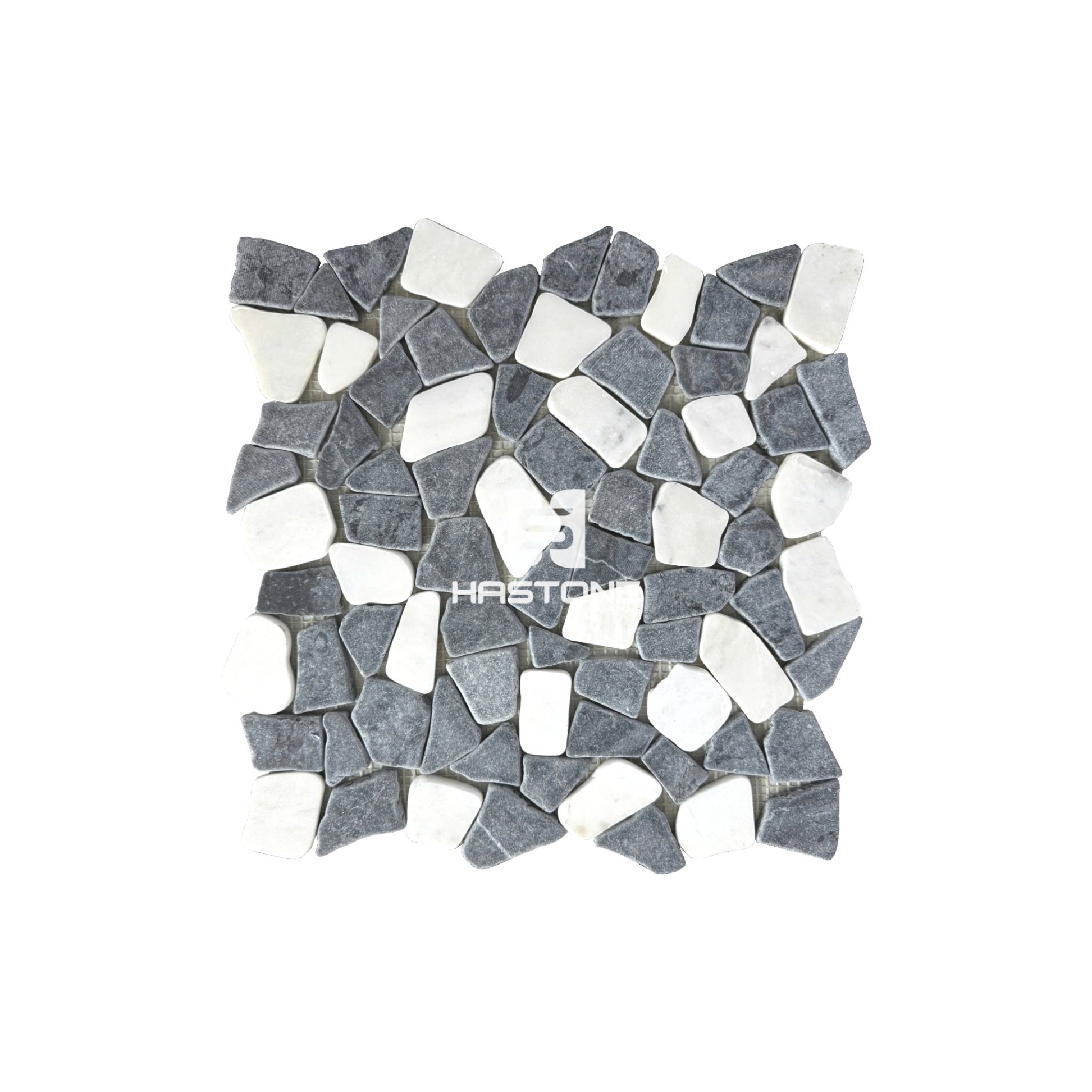 Đá Mosaic Dán Rối Crazy Tumbled Trắng Sữa, Đen